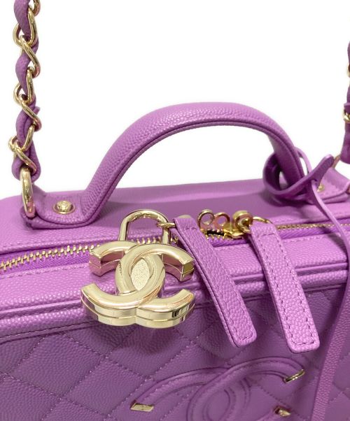 CHANEL（シャネル）CHANEL (シャネル)  Filigree バニティケース ミディアム/ショルダーバッグ/ハンドバッグ/2WAYバッグ パープル サイズ:ミディアムの古着・服飾アイテム