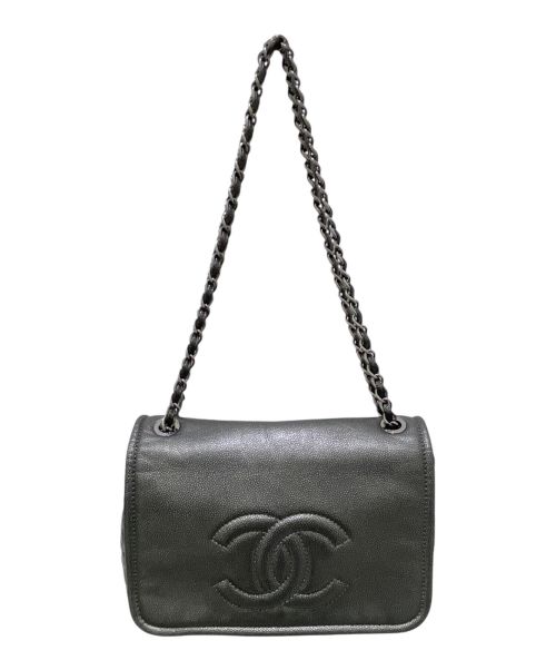 CHANEL（シャネル）CHANEL (シャネル) シングルフラップダブルチェーンショルダーバッグ グレーの古着・服飾アイテム