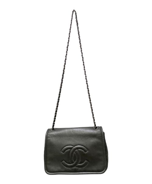 CHANEL（シャネル）CHANEL (シャネル) シングルフラップダブルチェーンショルダーバッグ グレーの古着・服飾アイテム