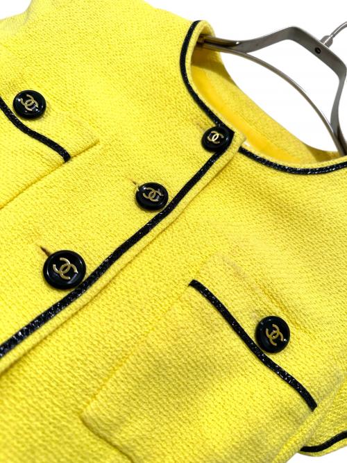 CHANEL BOUTIQUE（シャネル ブティック）CHANEL BOUTIQUE (シャネル ブティック) ココボタンショートツイードジャケット イエロー×ブラック サイズ:34の古着・服飾アイテム