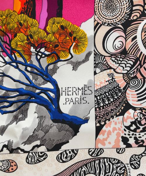 HERMES（エルメス）HERMES (エルメス) シルクスカーフ ピンク×パープルの古着・服飾アイテム
