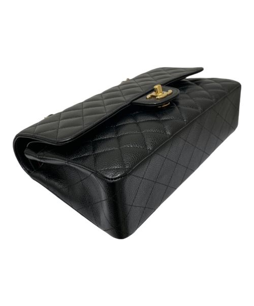 CHANEL（シャネル）CHANEL (シャネル) Wフラップチェーンショルダーバッグ ブラック×ゴールド金具 サイズ:25cmの古着・服飾アイテム