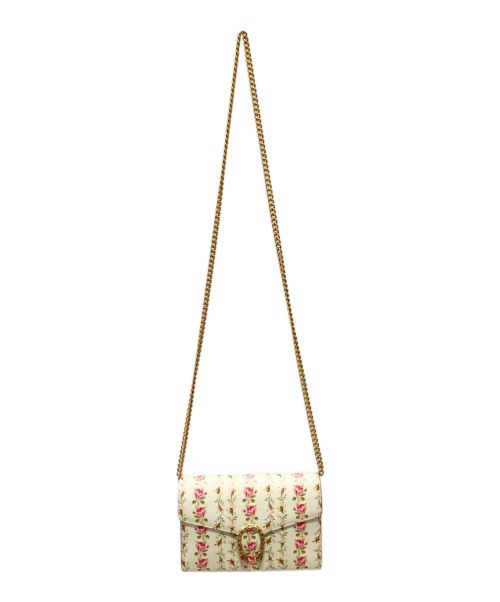 GUCCI（グッチ）GUCCI (グッチ) フローラルプリント ミニ ディオニュソス チェーンウォレット アイボリー サイズ:mini/ミニの古着・服飾アイテム