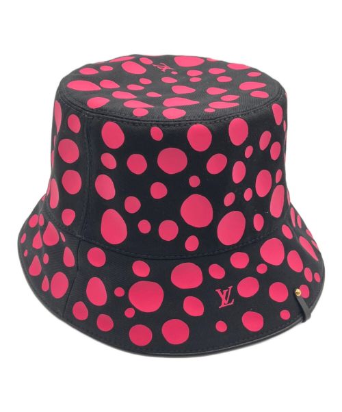LOUIS VUITTON（ルイ ヴィトン）LOUIS VUITTON (ルイ ヴィトン) 草間彌生 (クサマヤヨイ) ×草間彌生 ポルカドット モノグラムリバーシブル バケットハット ブラック×ショッキングピンク サイズ:Sの古着・服飾アイテム