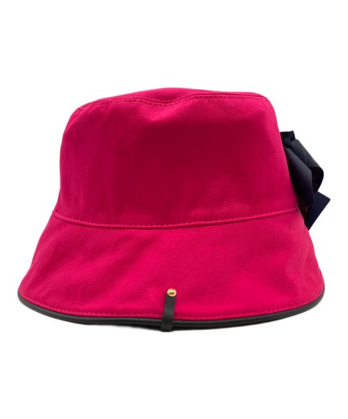 LOUIS VUITTON（ルイ ヴィトン）LOUIS VUITTON (ルイ ヴィトン) 草間彌生 (クサマヤヨイ) ×草間彌生 ポルカドット モノグラムリバーシブル バケットハット ブラック×ショッキングピンク サイズ:Sの古着・服飾アイテム