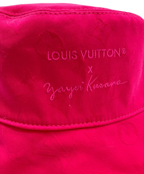LOUIS VUITTON（ルイ ヴィトン）LOUIS VUITTON (ルイ ヴィトン) 草間彌生 (クサマヤヨイ) ×草間彌生 ポルカドット モノグラムリバーシブル バケットハット ブラック×ショッキングピンク サイズ:Sの古着・服飾アイテム