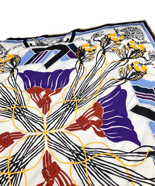 LOUIS VUITTON（ルイ ヴィトン）LOUIS VUITTON (ルイ ヴィトン) フラワープリントシルクスカーフ/2018年 ホワイト×パープル×イエロー サイズ:-の古着・服飾アイテム