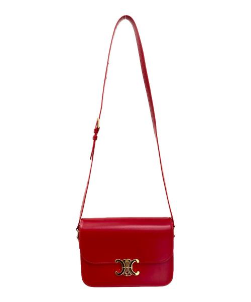 CELINE（セリーヌ）CELINE (セリーヌ) クラシック トリオンフバッグ レッド×ゴールドの古着・服飾アイテム