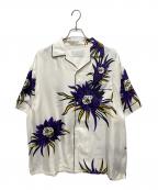 PRADAプラダ）の古着「24AW FIORAL PRINT SILK SHIRT フローラル プリント オープンカラーシャツ」｜ホワイト×パープル