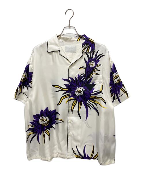 PRADA（プラダ）PRADA (プラダ) 24AW FIORAL PRINT SILK SHIRT フローラル プリント オープンカラーシャツ ホワイト×パープル サイズ:Mの古着・服飾アイテム