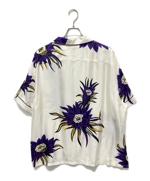 PRADA（プラダ）PRADA (プラダ) 24AW FIORAL PRINT SILK SHIRT フローラル プリント オープンカラーシャツ ホワイト×パープル サイズ:Mの古着・服飾アイテム