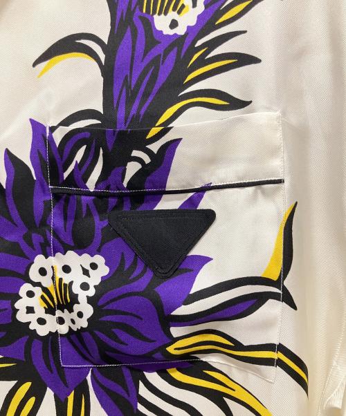 PRADA（プラダ）PRADA (プラダ) 24AW FIORAL PRINT SILK SHIRT フローラル プリント オープンカラーシャツ ホワイト×パープル サイズ:Mの古着・服飾アイテム