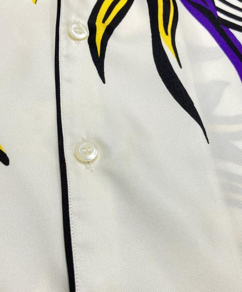 PRADA（プラダ）PRADA (プラダ) 24AW FIORAL PRINT SILK SHIRT フローラル プリント オープンカラーシャツ ホワイト×パープル サイズ:Mの古着・服飾アイテム