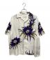 PRADA（プラダ）の古着「24AW FIORAL PRINT SILK SHIRT フローラル プリント オープンカラーシャツ」｜ホワイト×パープル