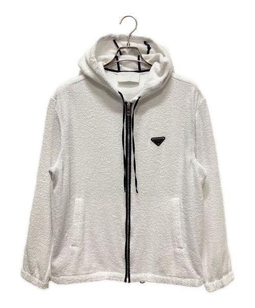 PRADA（プラダ）PRADA (プラダ) 22SS テリークロス ジップパーカー ホワイト サイズ:48の古着・服飾アイテム