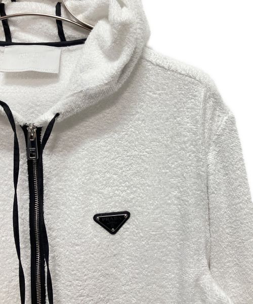 PRADA（プラダ）PRADA (プラダ) 22SS テリークロス ジップパーカー ホワイト サイズ:48の古着・服飾アイテム