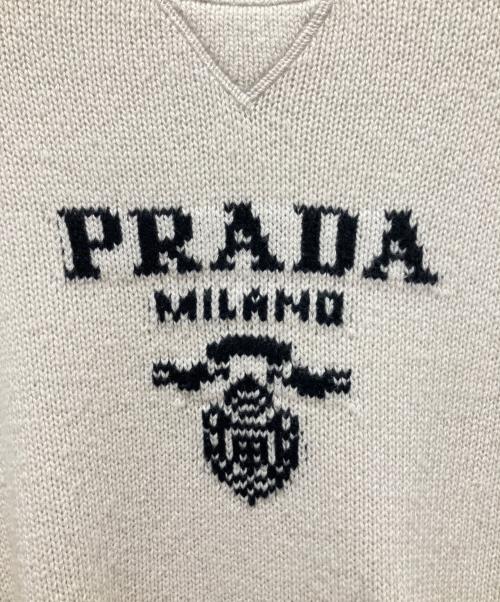 PRADA（プラダ）PRADA (プラダ) 21AW PRADA ウールxカシミヤ クルーネック セーター ホワイト サイズ:50の古着・服飾アイテム