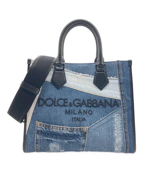 DOLCE & GABBANA（ドルチェ＆ガッバーナ）DOLCE & GABBANA (ドルチェ＆ガッバーナ) Dolce & Gabbana Denim Patch Tote Bag デニムパッチ トートバッグ インディゴ サイズ:30.5cmの古着・服飾アイテム