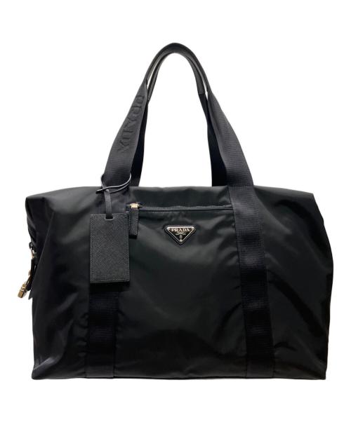 PRADA（プラダ）PRADA (プラダ) Re-Nylon xサフィアーノレザー ダッフルバッグ ブラックの古着・服飾アイテム