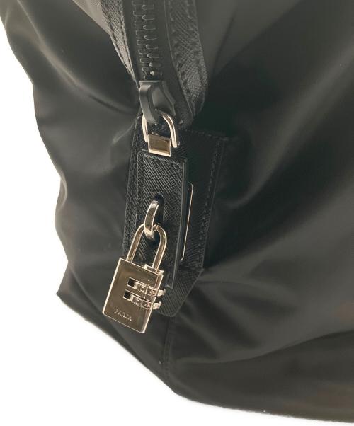 PRADA（プラダ）PRADA (プラダ) Re-Nylon xサフィアーノレザー ダッフルバッグ ブラックの古着・服飾アイテム