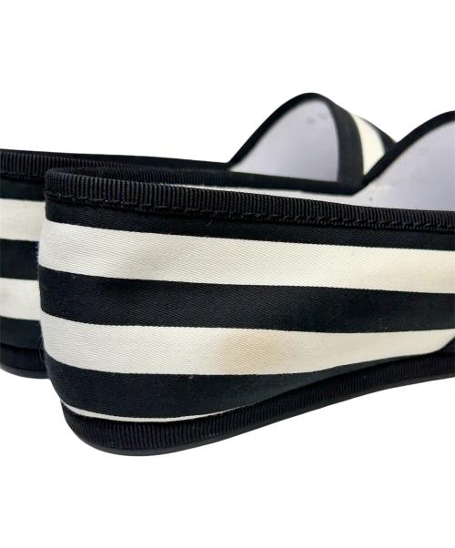 CHANEL（シャネル）CHANEL (シャネル) ココマークボーダースリッポン ブラック サイズ:37の古着・服飾アイテム