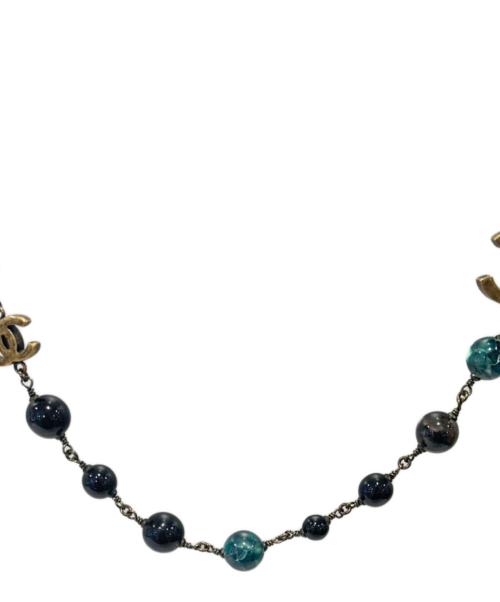 CHANEL（シャネル）CHANEL (シャネル) ココマークパールネックレス ブラック×グリーンの古着・服飾アイテム