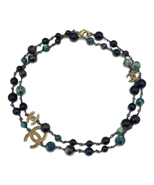 CHANEL（シャネル）CHANEL (シャネル) ココマークパールネックレス ブラック×グリーンの古着・服飾アイテム