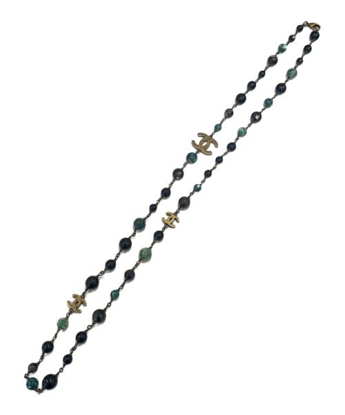 CHANEL（シャネル）CHANEL (シャネル) ココマークパールネックレス ブラック×グリーンの古着・服飾アイテム