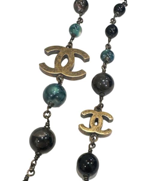 CHANEL（シャネル）CHANEL (シャネル) ココマークパールネックレス ブラック×グリーンの古着・服飾アイテム
