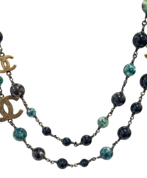 CHANEL（シャネル）CHANEL (シャネル) ココマークパールネックレス ブラック×グリーンの古着・服飾アイテム