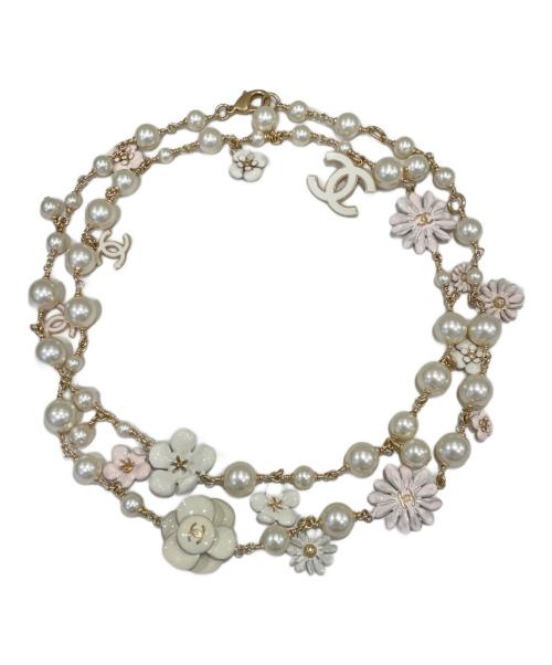CHANEL（シャネル）CHANEL (シャネル) カメリアパールモチーフネックレス ホワイトの古着・服飾アイテム