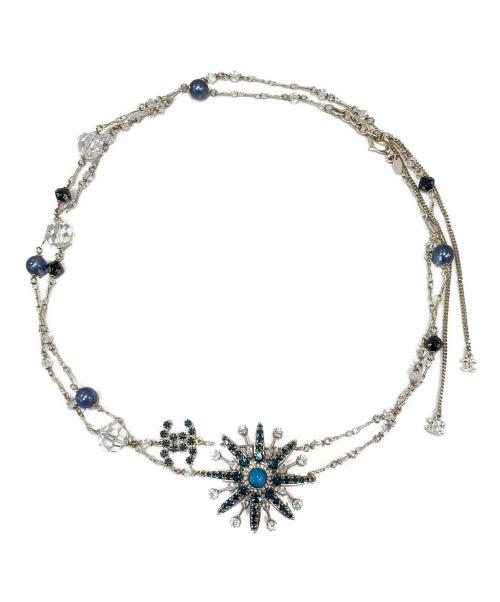 CHANEL（シャネル）CHANEL (シャネル) ラインストーンココマークネックレス ブルーの古着・服飾アイテム