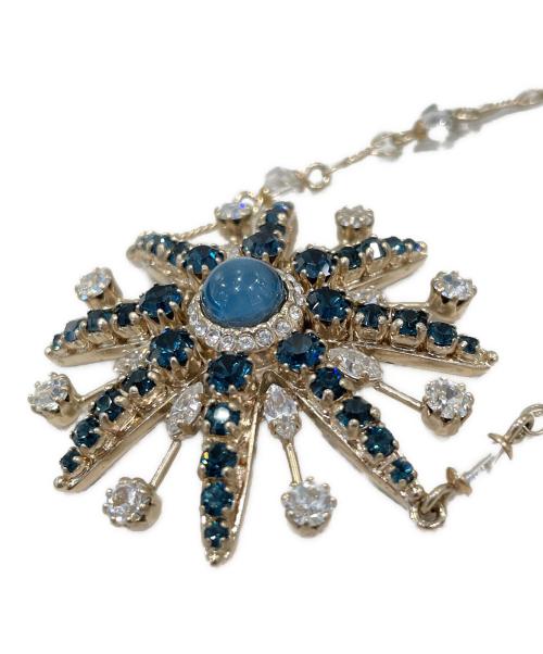 CHANEL（シャネル）CHANEL (シャネル) ラインストーンココマークネックレス ブルーの古着・服飾アイテム