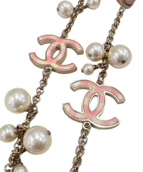 CHANEL（シャネル）CHANEL (シャネル) リボンパールネックレス ピンク×ホワイトの古着・服飾アイテム