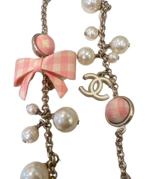 CHANEL（シャネル）CHANEL (シャネル) リボンパールネックレス ピンク×ホワイトの古着・服飾アイテム