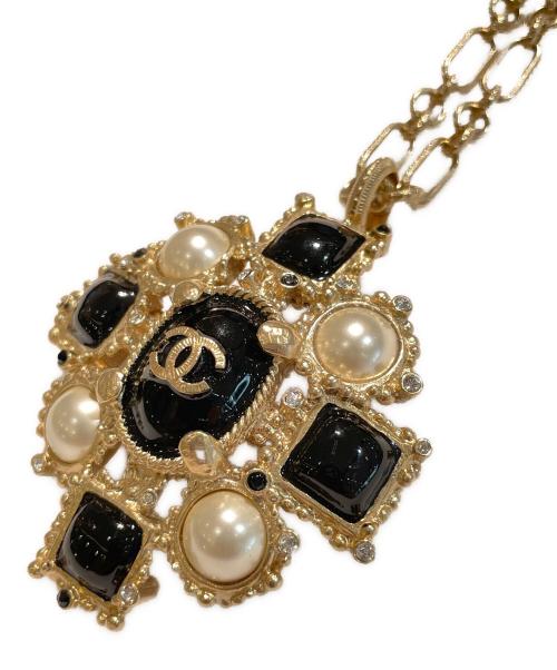 CHANEL（シャネル）CHANEL (シャネル) カラーストーンパールネックレス ブラック×ホワイトの古着・服飾アイテム