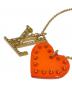 中古・古着 LOUIS VUITTON (ルイ ヴィトン) ハートスタッズLVチャーム ネックレス オレンジ×ゴールド：50000円