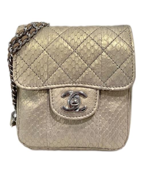 CHANEL（シャネル）CHANEL (シャネル) パイソンチェーンショルダーウォレット シャンパンゴールドの古着・服飾アイテム