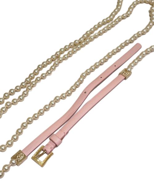 CHANEL（シャネル）CHANEL (シャネル) ココマークパールモチーフベルト ピンク×ホワイトの古着・服飾アイテム