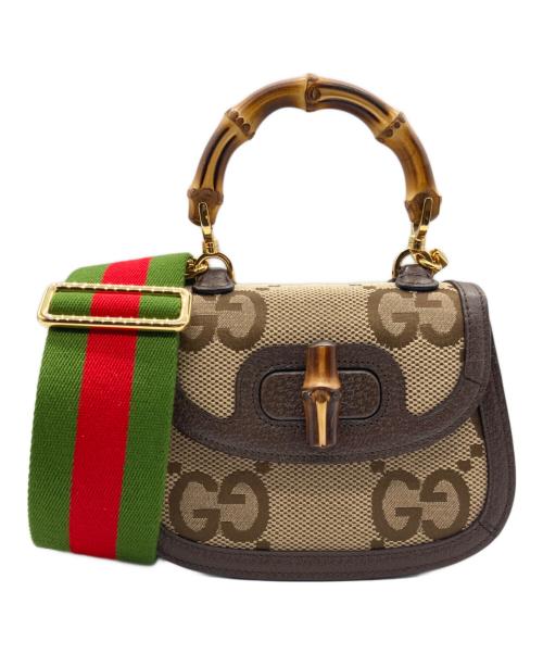 GUCCI（グッチ）GUCCI (グッチ) バンブー/1947 ジャンボGG/ミニトップハンドル2WAY  ブラウン 未使用品の古着・服飾アイテム