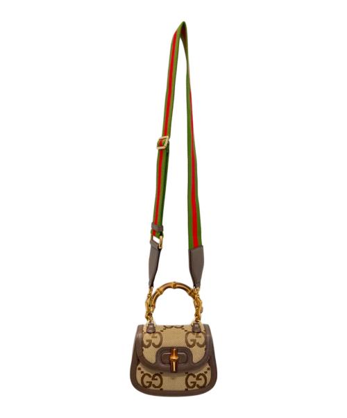 GUCCI（グッチ）GUCCI (グッチ) バンブー/1947 ジャンボGG/ミニトップハンドル2WAY  ブラウン 未使用品の古着・服飾アイテム