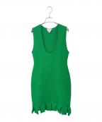 BOTTEGA VENETAボッテガベネタ）の古着「Grass green stretch cotton blend mini dress」｜グリーン
