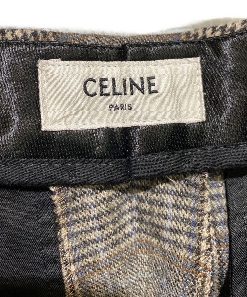 CELINE（セリーヌ）CELINE (セリーヌ) プリンス・オブ・ウェールズ チェックパンツ ブラウン サイズ:48の古着・服飾アイテム