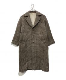 UNFIL（アンフィル）の古着「ツイード&ペーパーダブルブレストオーバーコート」｜グレー