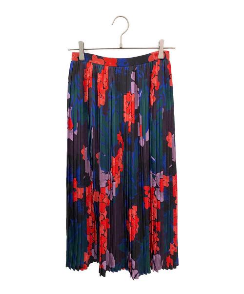 DRIES VAN NOTEN（ドリスヴァンノッテン）DRIES VAN NOTEN (ドリスヴァンノッテン) フラワープリントプリーツスカート ネイビー サイズ:34の古着・服飾アイテム