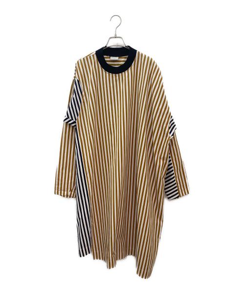 DRIES VAN NOTEN（ドリスヴァンノッテン）DRIES VAN NOTEN (ドリスヴァンノッテン) ストライプワンピース ブラウン×ブラック サイズ:38の古着・服飾アイテム