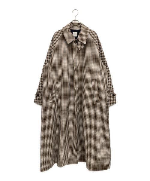 Toujours（トゥジュー）Toujours (トゥジュー) ガンクラブチェック オーバーステンカラーコート ブラウン サイズ:2の古着・服飾アイテム