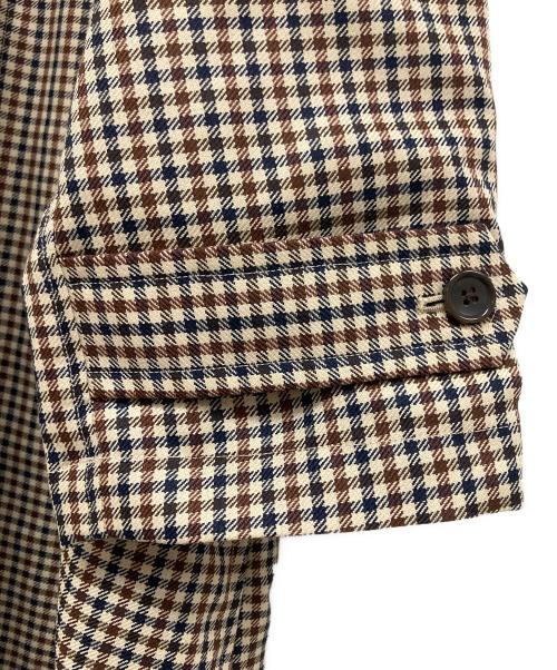 Toujours（トゥジュー）Toujours (トゥジュー) ガンクラブチェック オーバーステンカラーコート ブラウン サイズ:2の古着・服飾アイテム