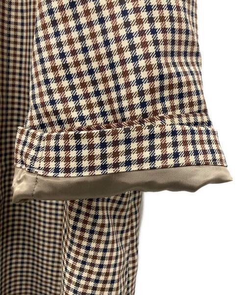 Toujours（トゥジュー）Toujours (トゥジュー) ガンクラブチェック オーバーステンカラーコート ブラウン サイズ:2の古着・服飾アイテム
