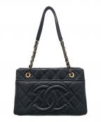 CHANELシャネル）の古着「チェーンショルダートートバッグ」｜ブラック×ゴールド